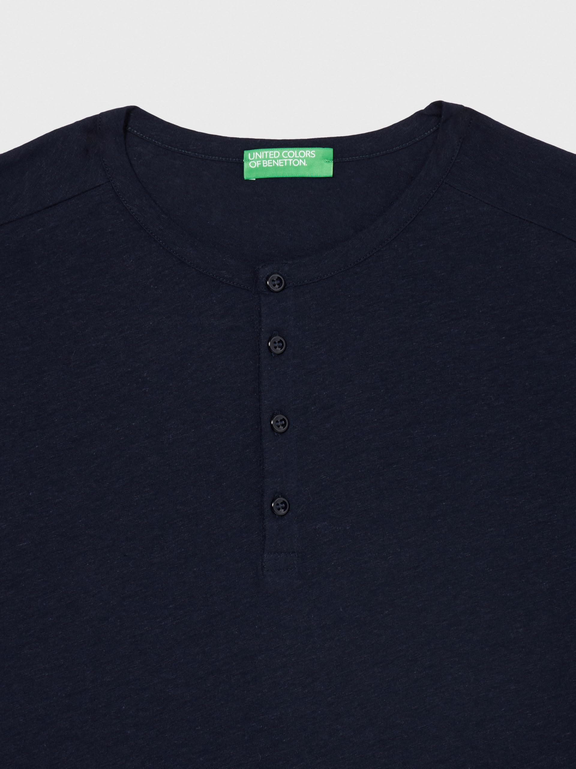 Benetton Serafino T-Shirt Maglietta Misto Lino Relax