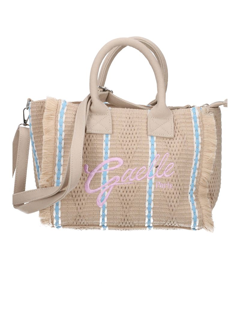 Gaelle Paris GAACW03187 Shopper Beige misto cotone logo rosa