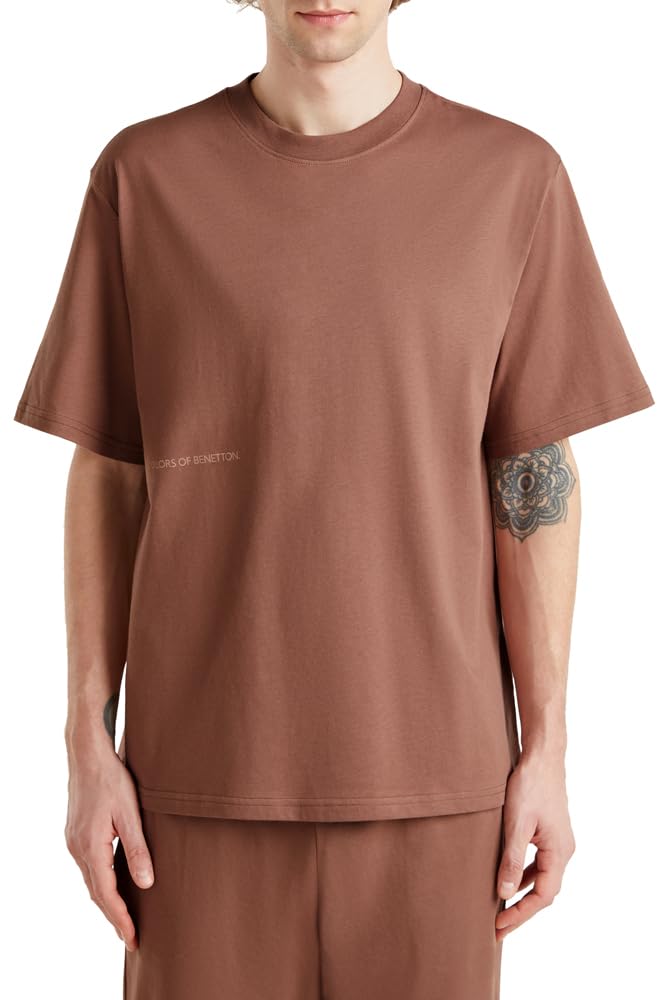 Benetton 30964m01w T-Shirt Pigiama Uomo Marrone M