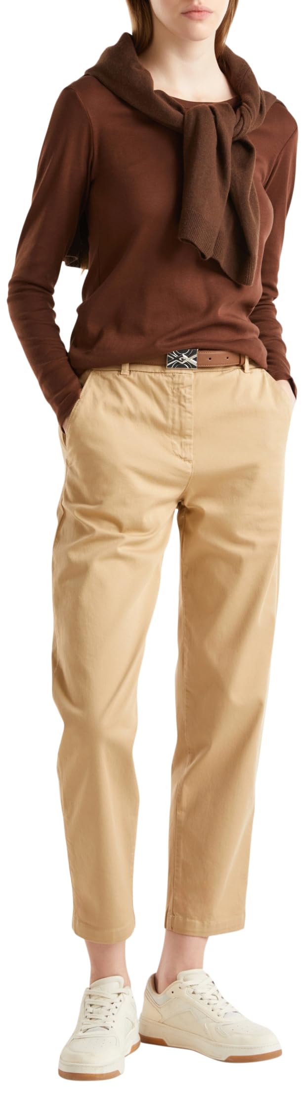 Benetton 4gd7df06u pantaloni donna taglia 42 gabardina stretch