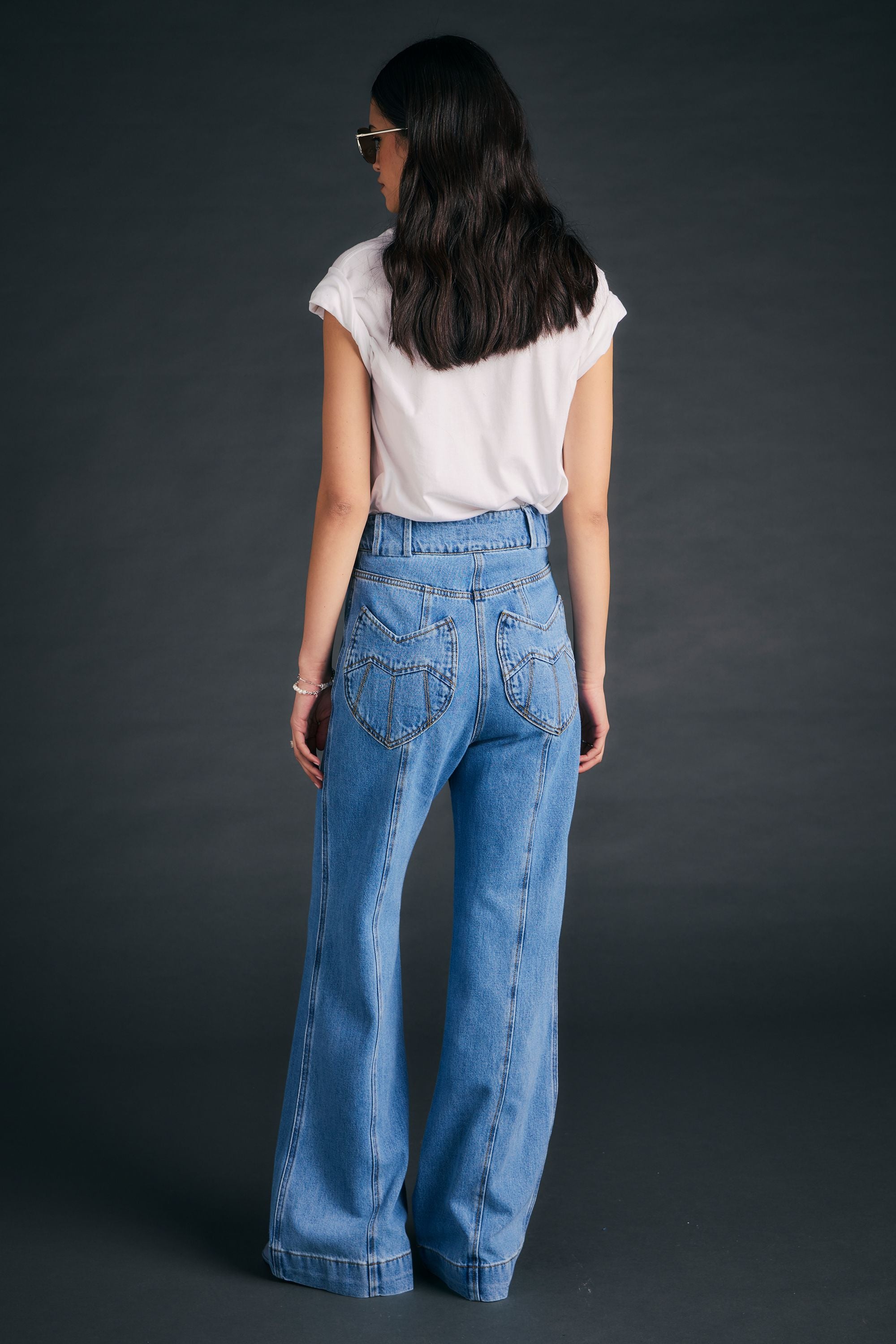 Karen Walker Starboard Panelled Flares Jeans azzurro