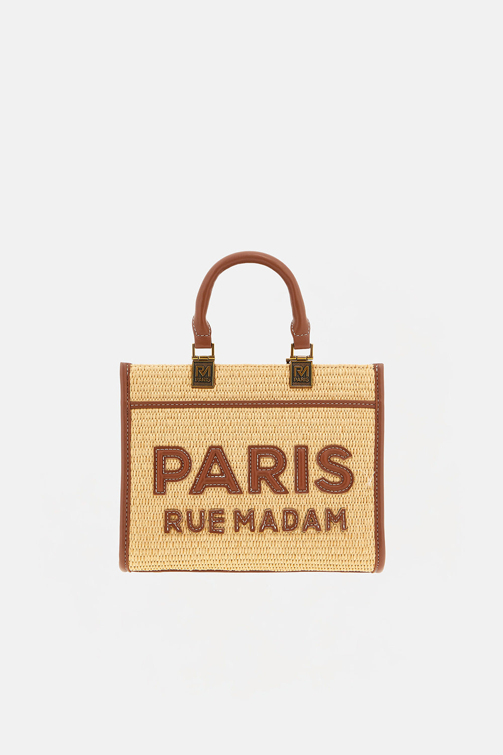 Rue Madam Iconique Mini tote borsa paglia brown