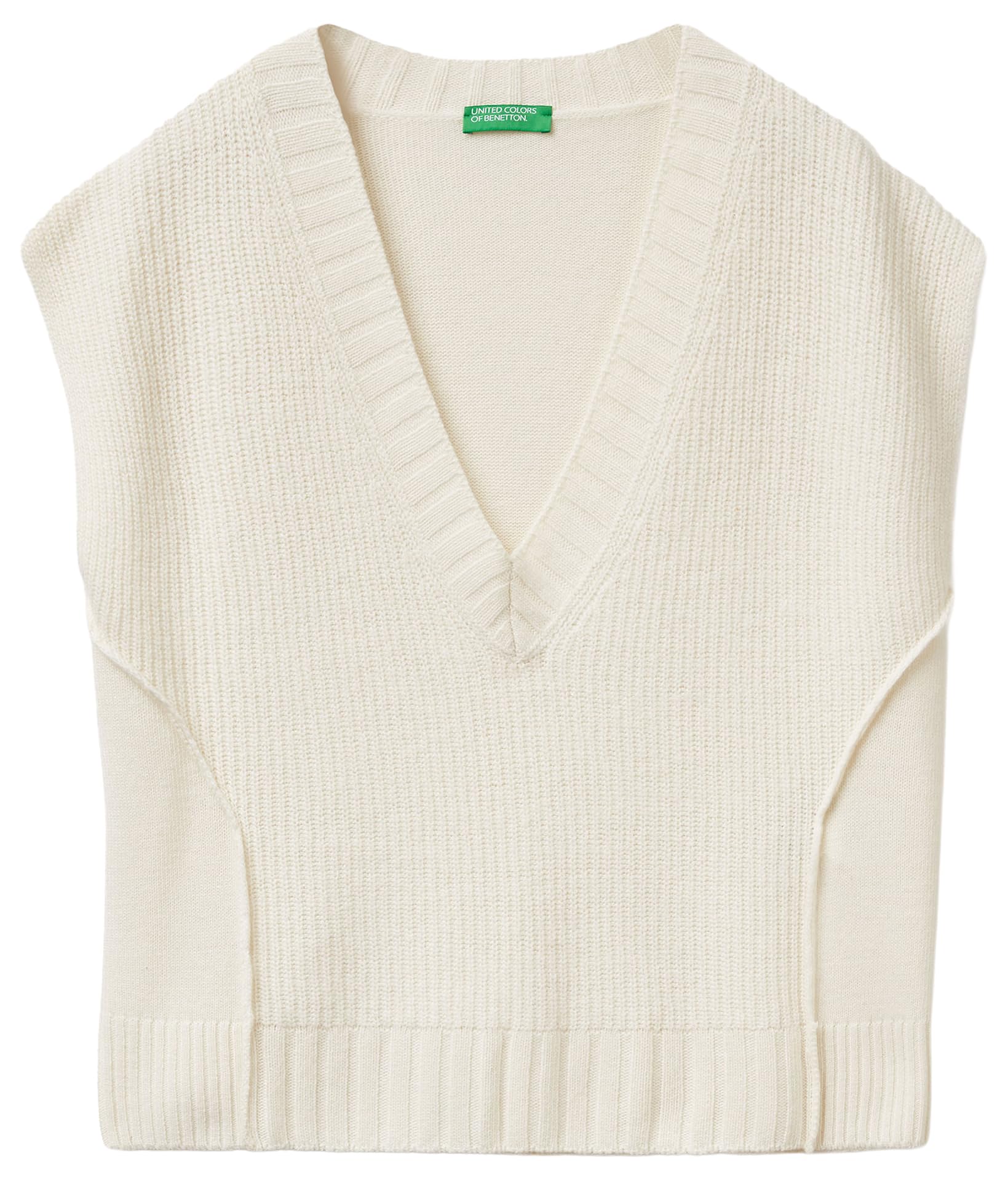 Benetton 126wd4033 gilet scollo V morbido beige