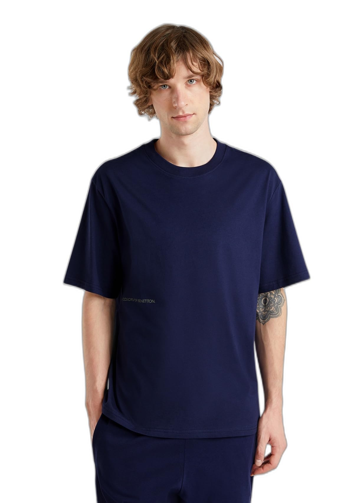 Benetton T-Shirt Maglietta Jersey con Stampa Davanti Cotone
