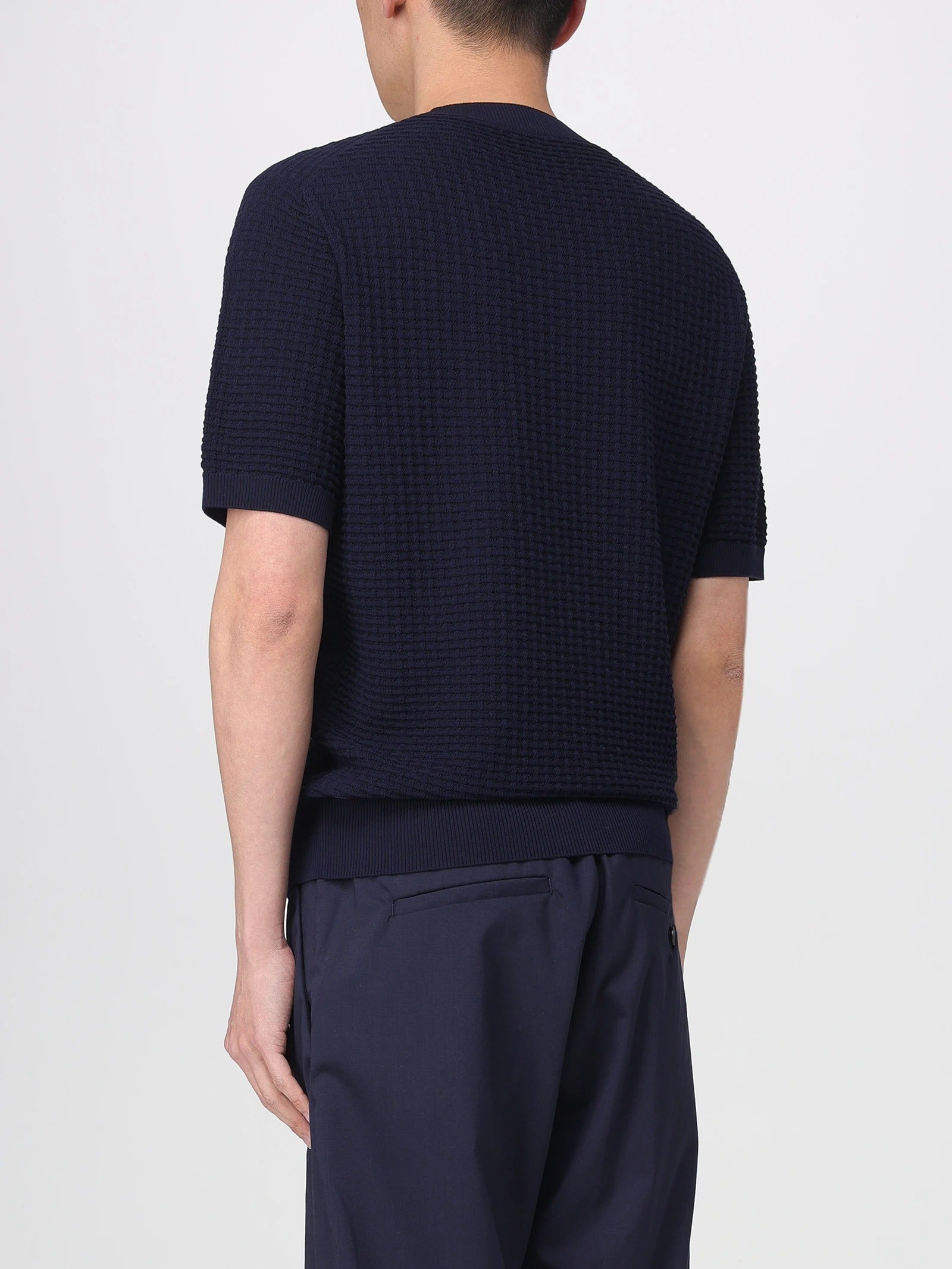 Kangra 3015 21 maglia uomo cotone blu punto alveare taglia 50