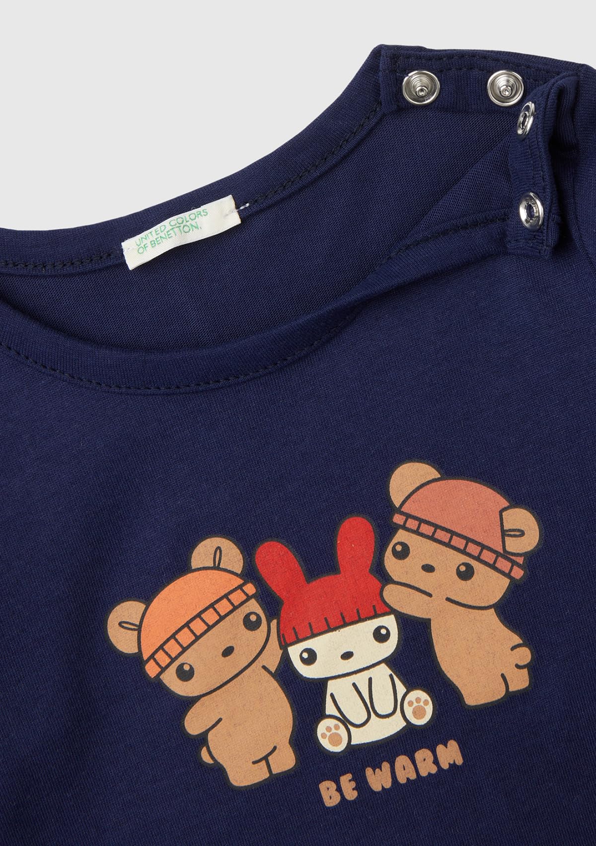 Benetton 3ATNA105L t-shirt manica lunga blu 74
