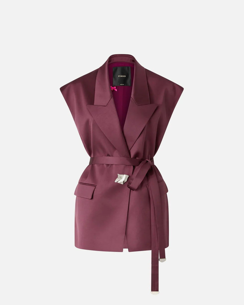 Pinko 106585 A1Y5 Giacca Donna Bordeaux Satin Smanicata