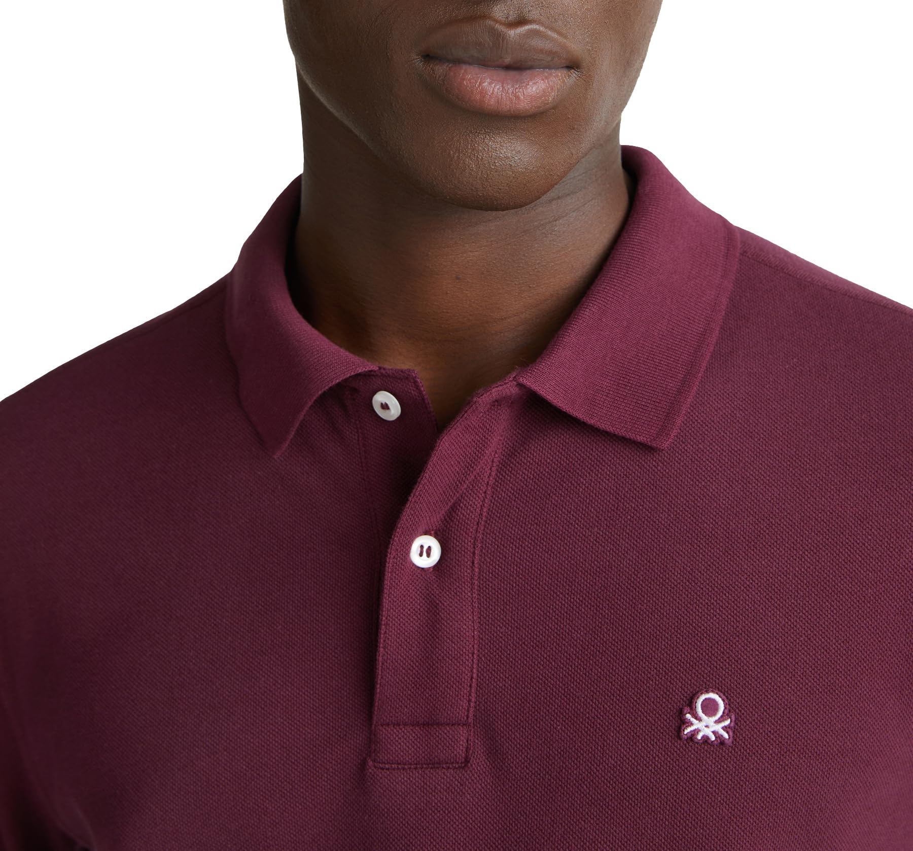 Benetton 3089j3204 polo uomo rossa manica lunga cotone