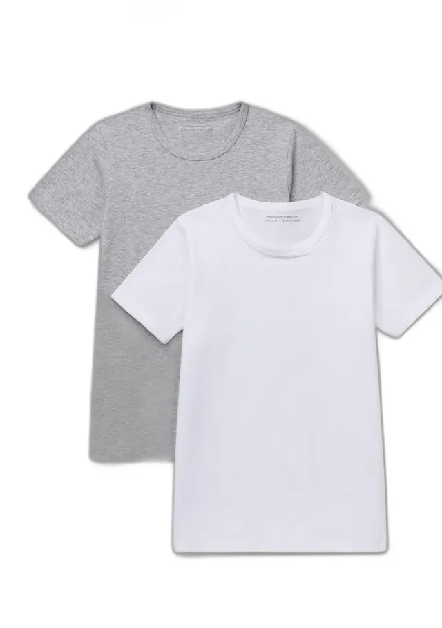 Benetton 3op80m018 T-shirt Bambini Cotone Grigio Melange