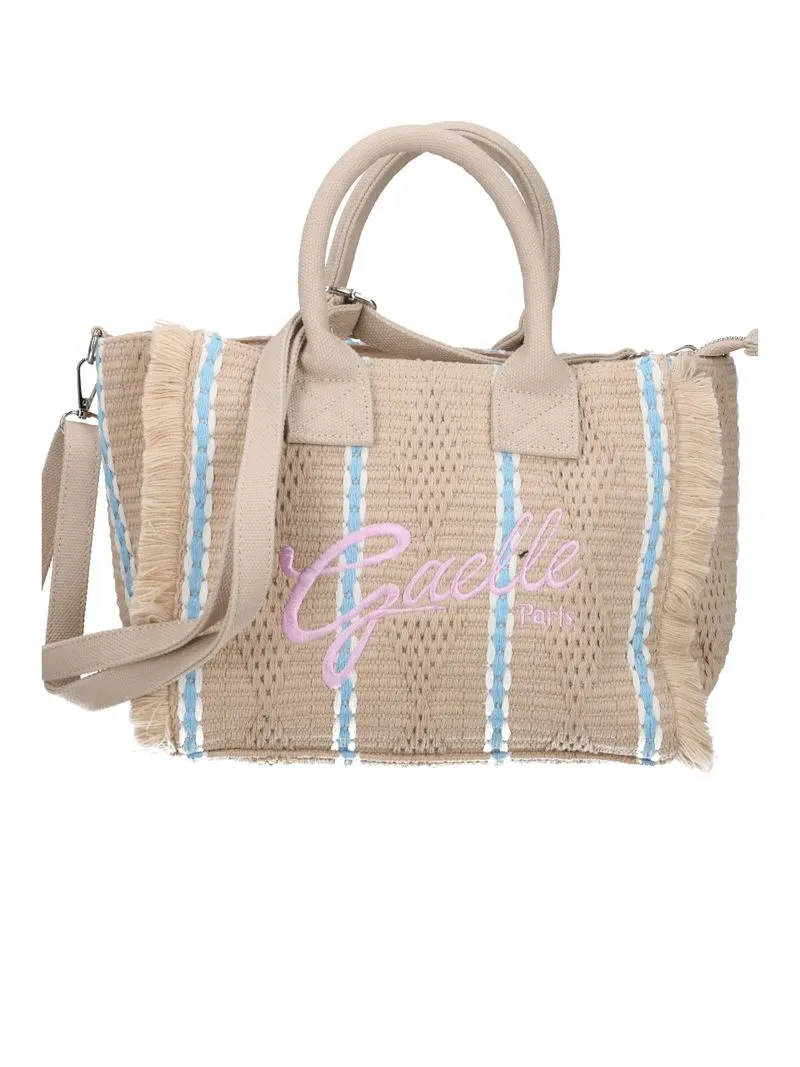 Gaelle Paris GAACW03187 Shopper Beige misto cotone logo rosa
