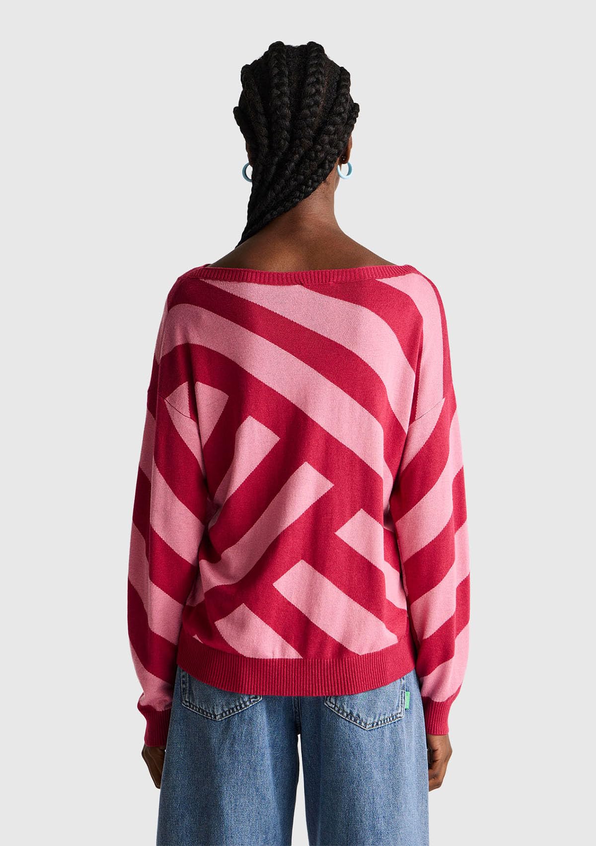 Benetton Maglieria Maglia Barchetta Rasata Misto Lana Leggera