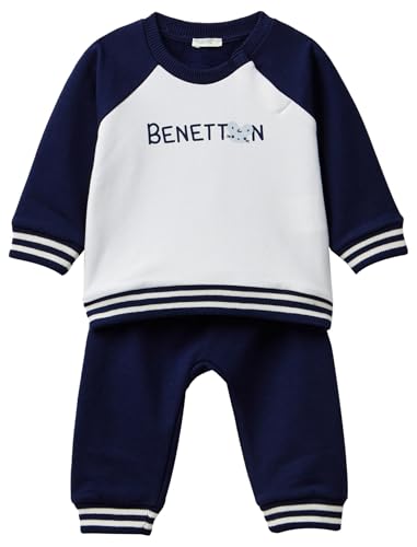 Benetton Tuta Neonato 32knak00q Blu Taglia 50 Cotone