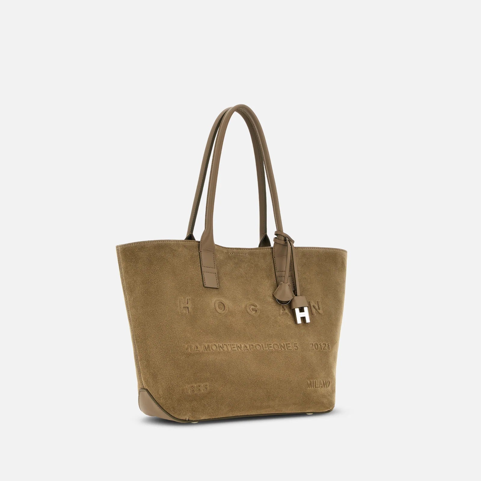 Hogan Address Borsa Shopping Piccola Beige Pelle