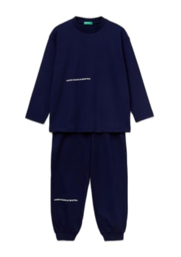 Benetton 3DKE0P097 pigiama bambino cotone blu taglia S