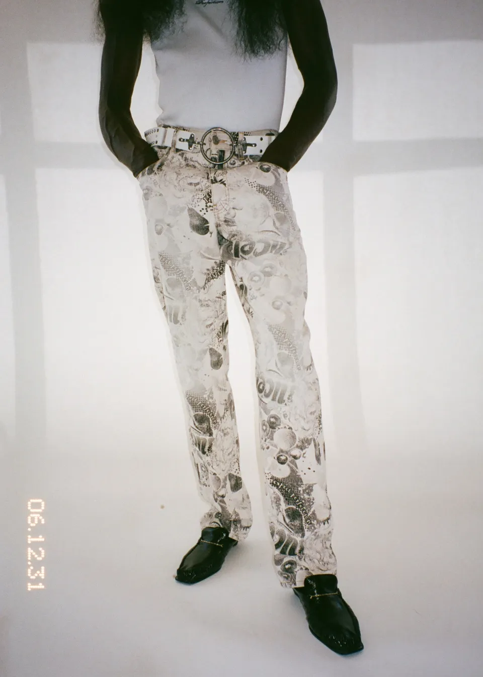 Martine Rose 5 Pocket Jean jeans black white fruits cotone