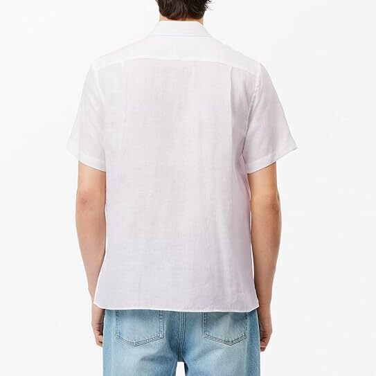 Lacoste CH5699 Camicia Lino Bianca Maniche Corte