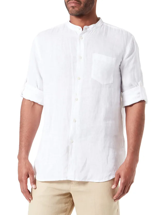 Benetton 5bku5ql08 Camicia Lino Uomo Righe 934