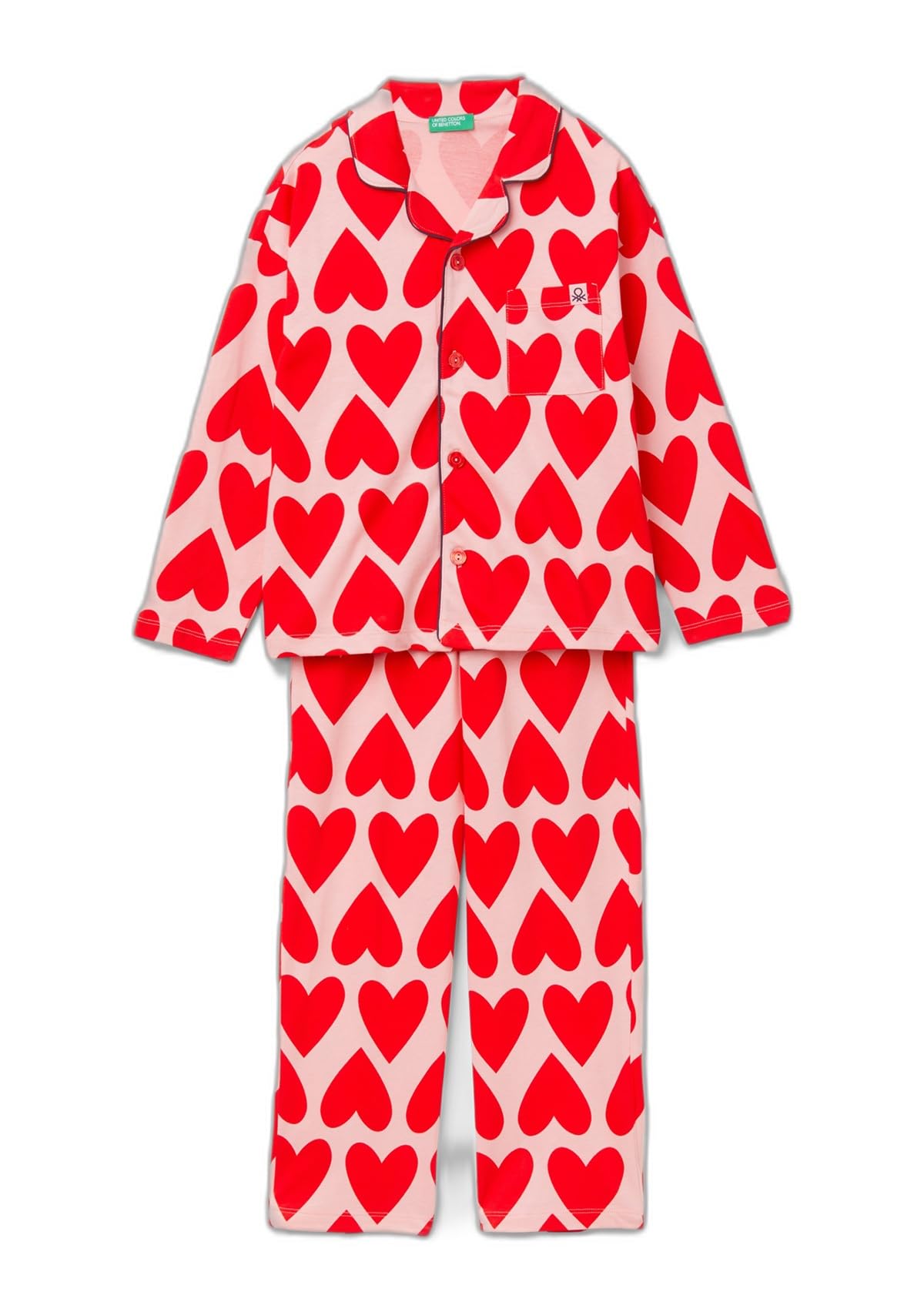 Benetton 3MR70P072 Pigiama Bimbo 90 Cuori