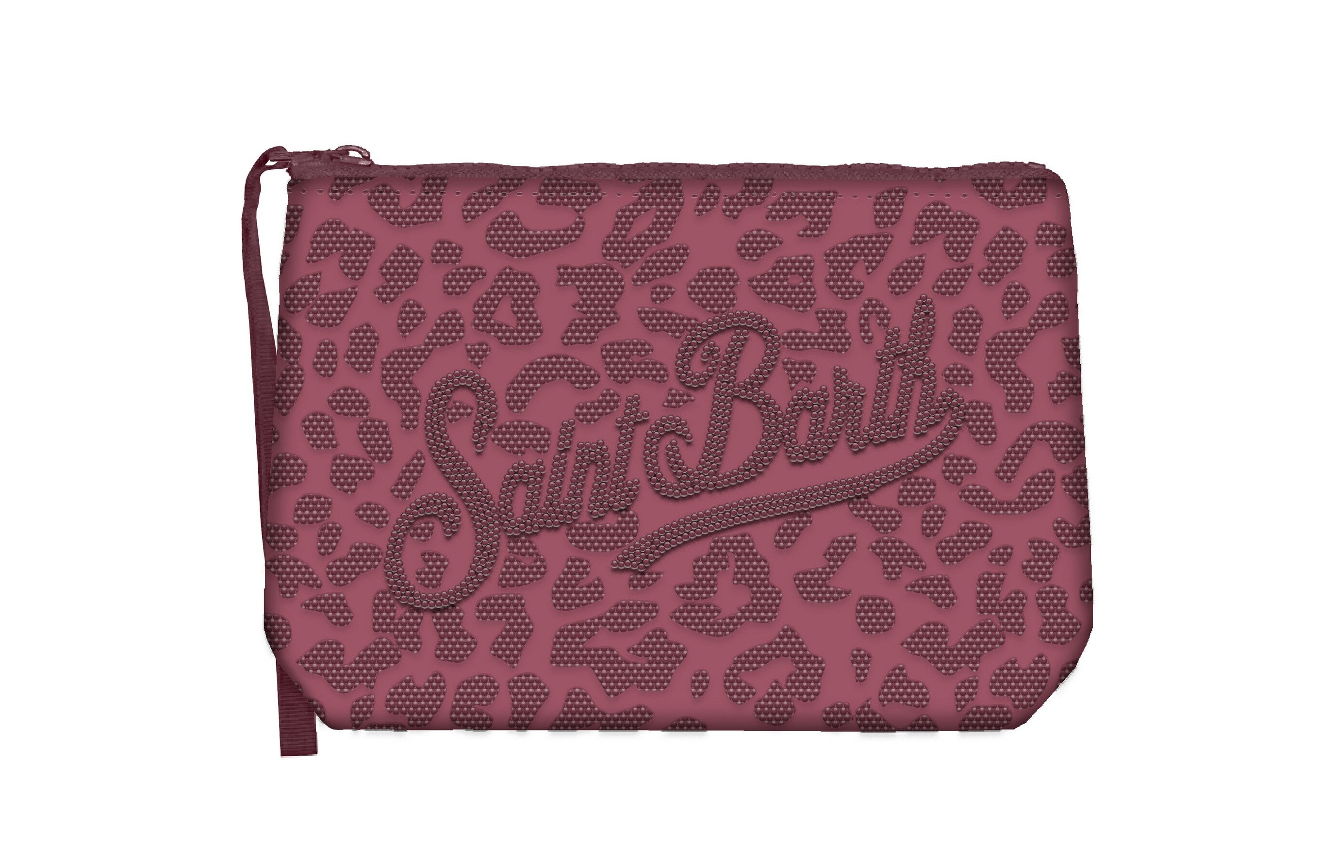 MC2 Saint Barth Aline Strass Pochette Leopard Bordeaux