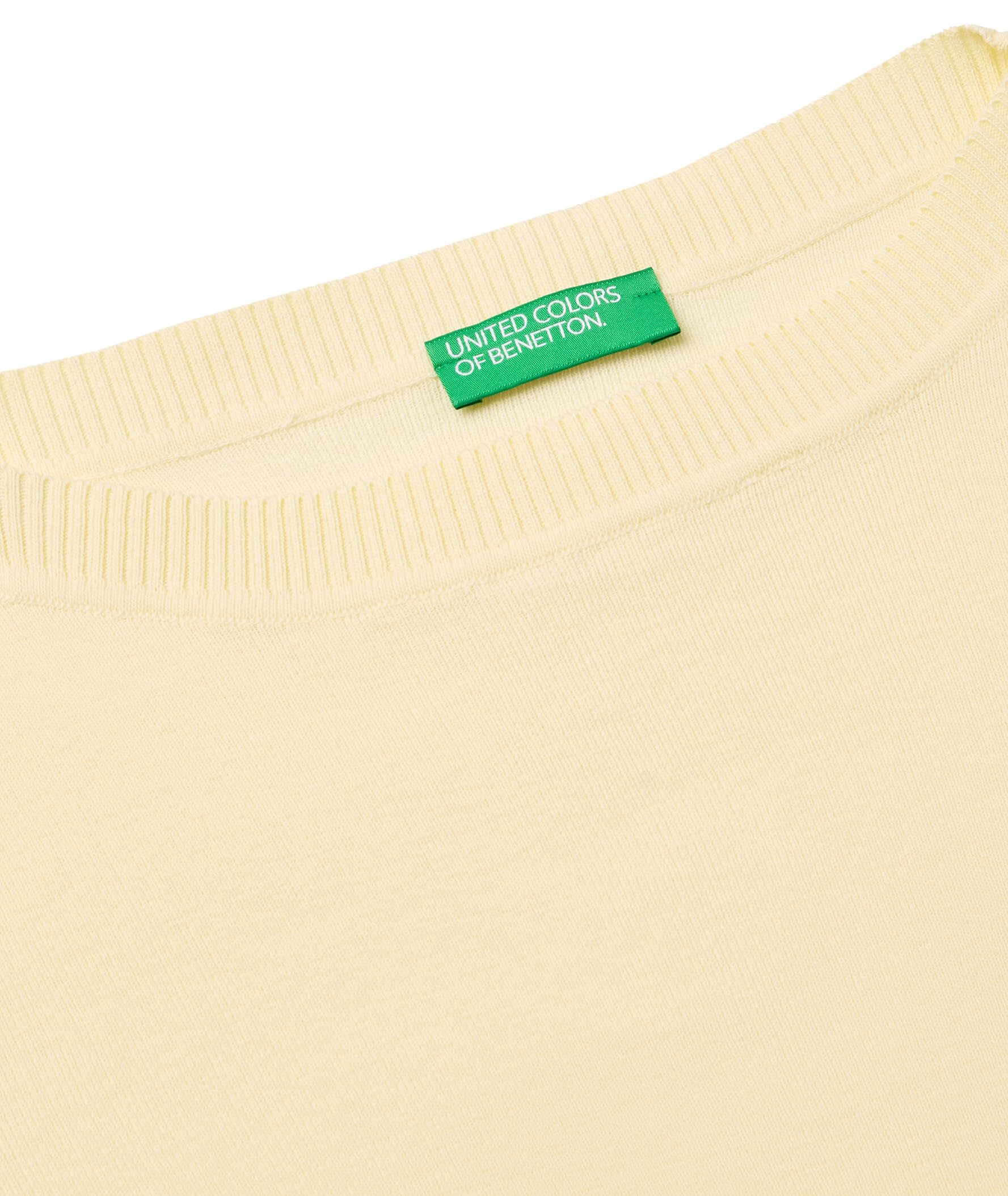 Benetton Maglieria 1c19d10g1 maglia barca gialla manica 3/4