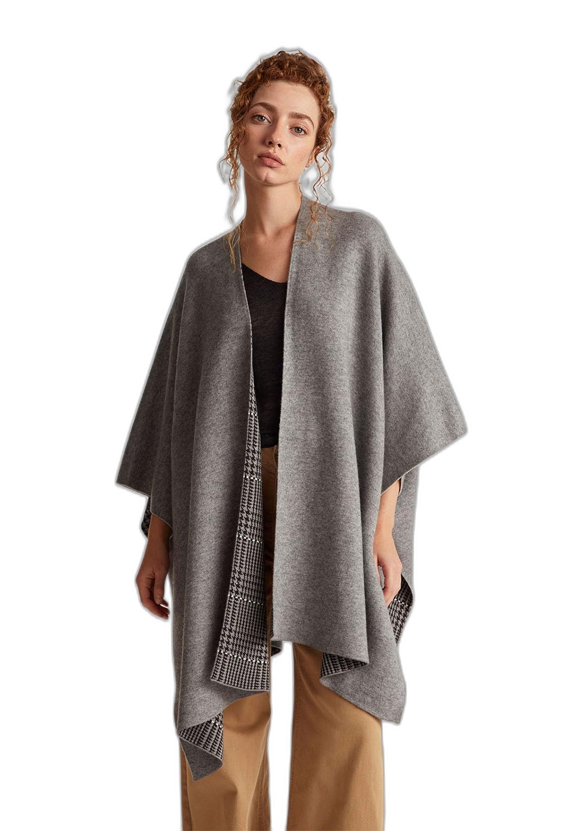 Benetton Maglieria 112heu01n Mantella Donna Grigio