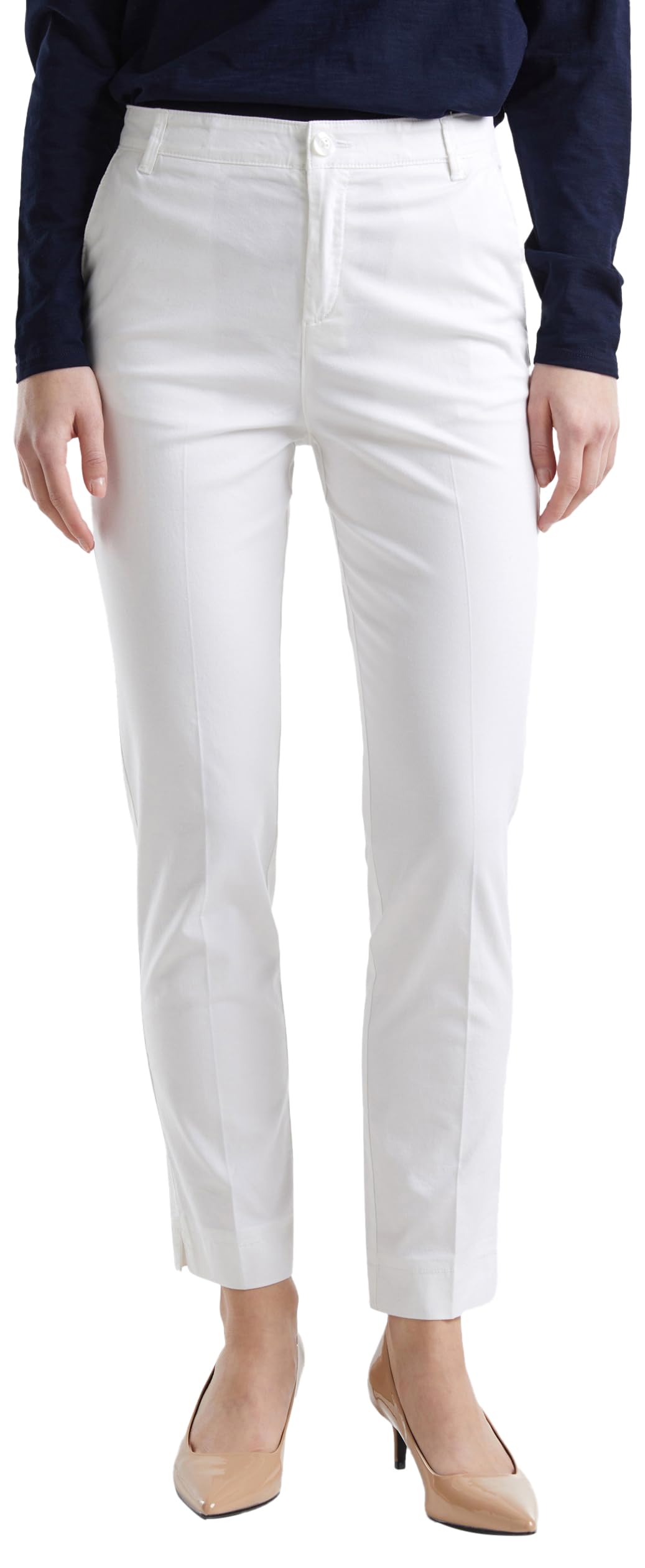 United Colors of Benetton 4cv0558s4 Chino Donna Gamba Dritta Bianco
