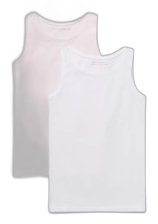 Benetton 3zqm0h406 Canotta Bambina 2 Pezzi Cotone