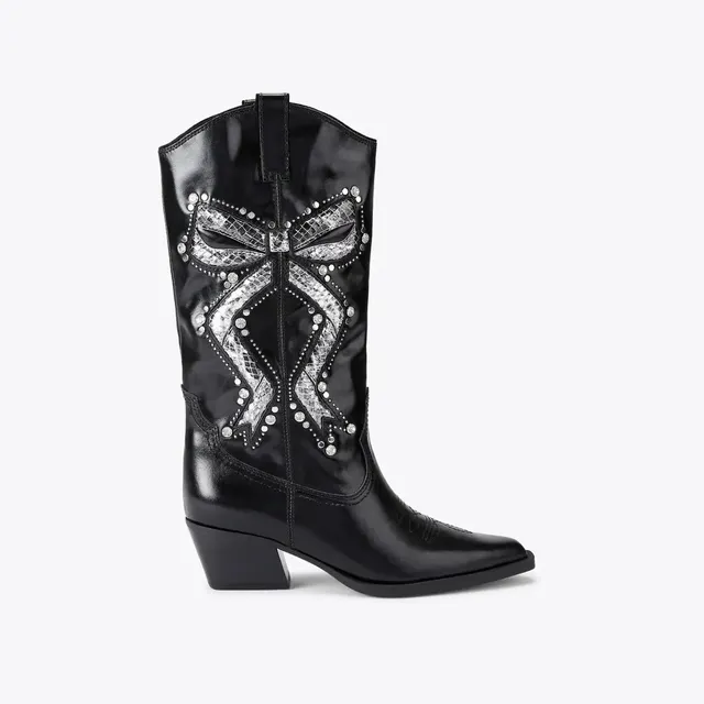 Kurt Geiger Rodeo Bow 5857800109 stivale nero pelle tacco 5 cm