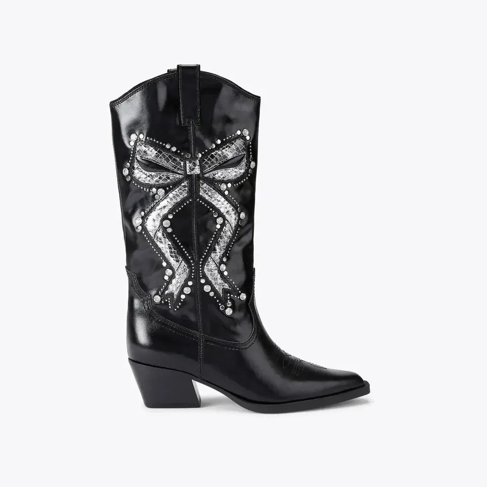 Kurt Geiger Rodeo Bow 5857800109 stivale nero pelle tacco 5 cm