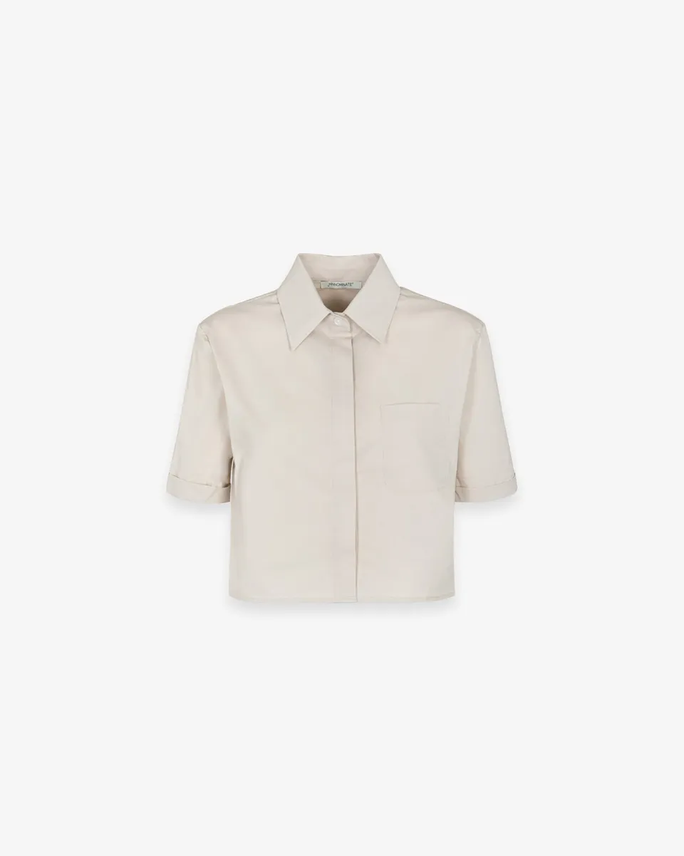Hinnominate HMABW02589 Camicia Donna Crop Beige Cotone