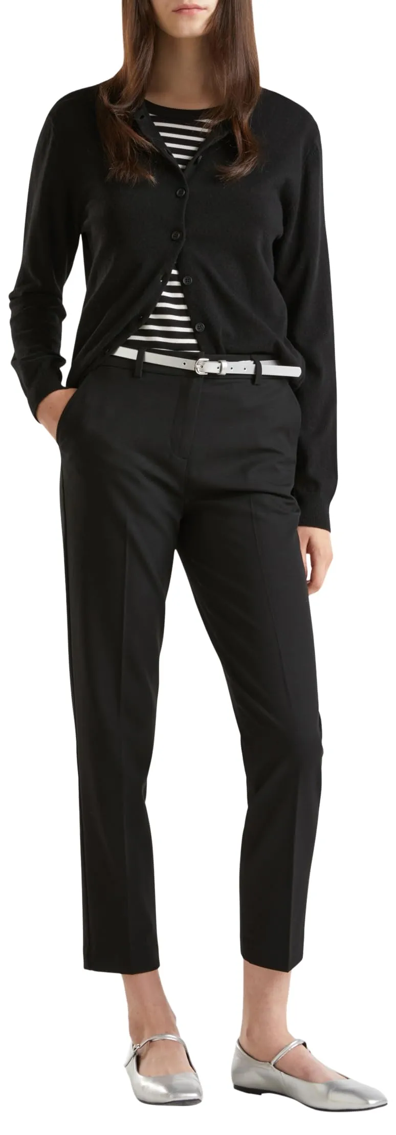 Benetton 4l4h557r4 Pantaloni Donna Gabardina Blu Caviglia
