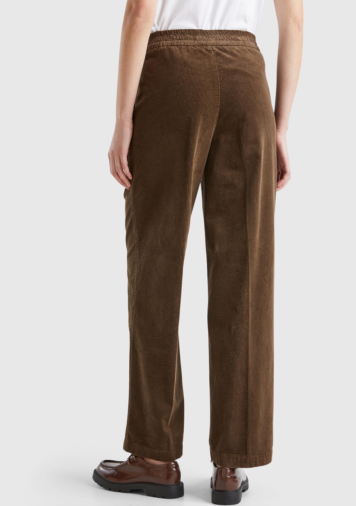 Benetton pantalone donna velluto stretch gamba larga