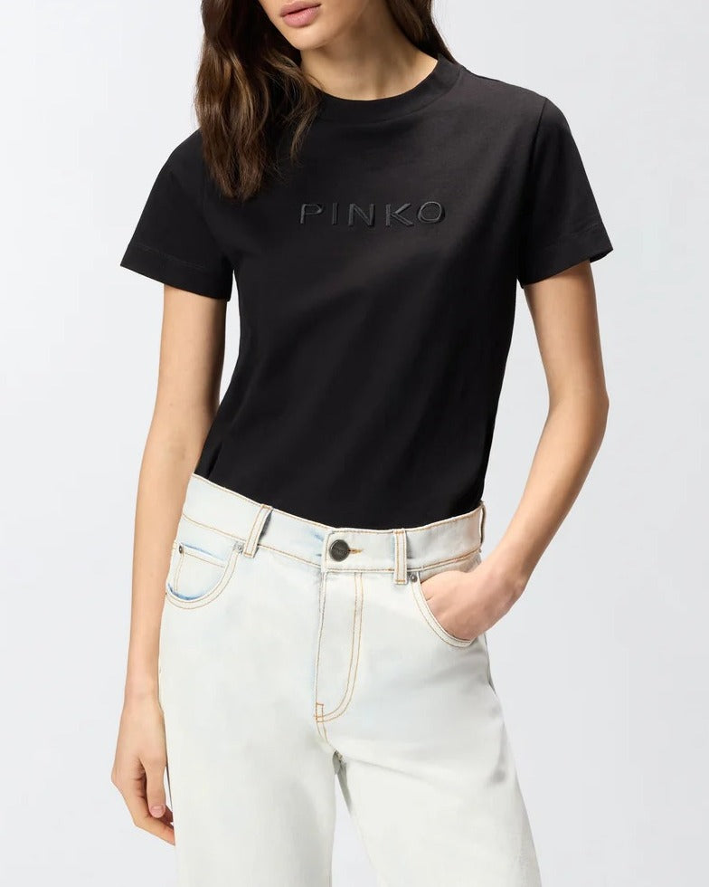 Pinko Start T-shirt donna nero cotone lettering