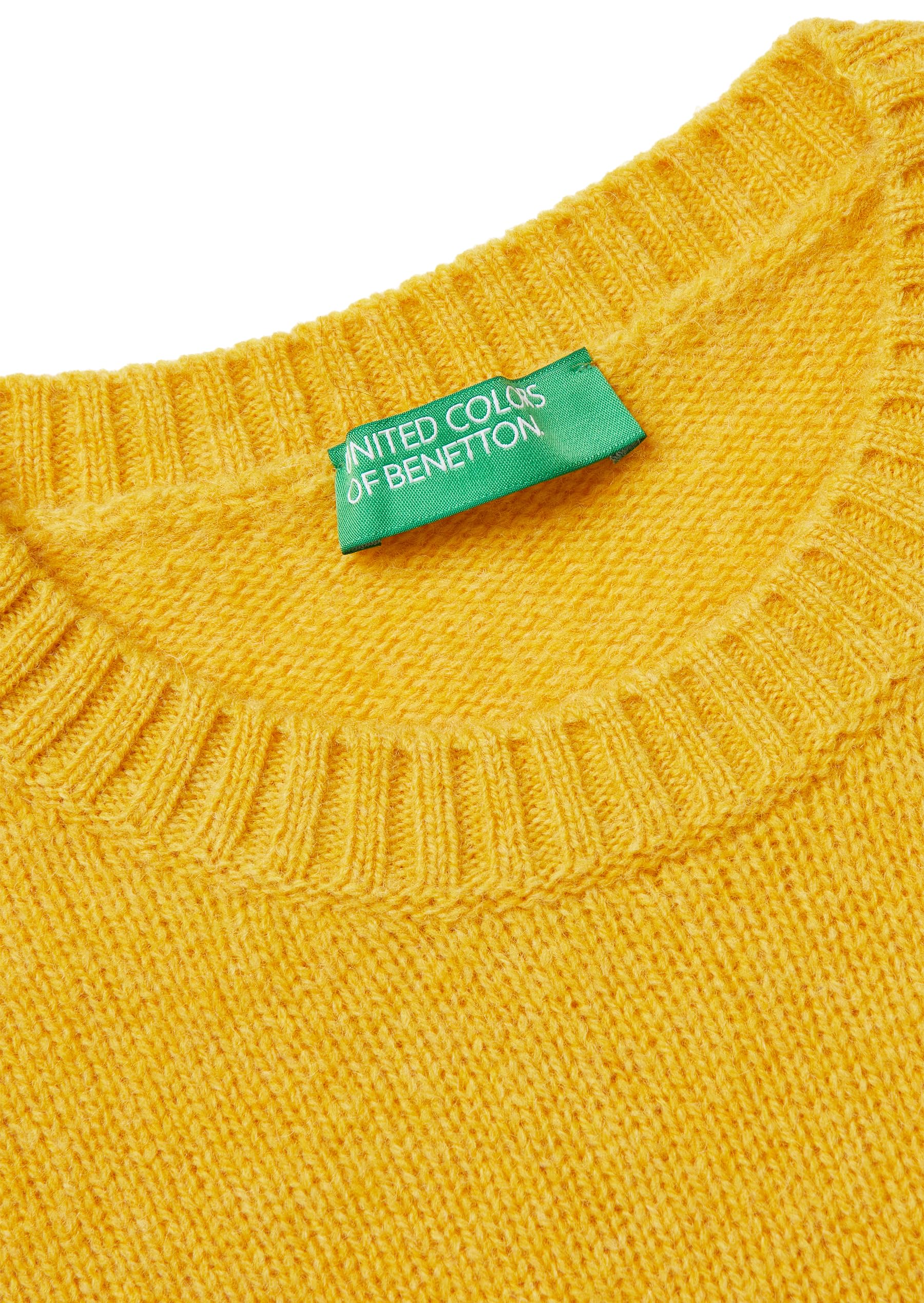 Benetton 103me1n23 Maglia Girocollo Donna Giallo M