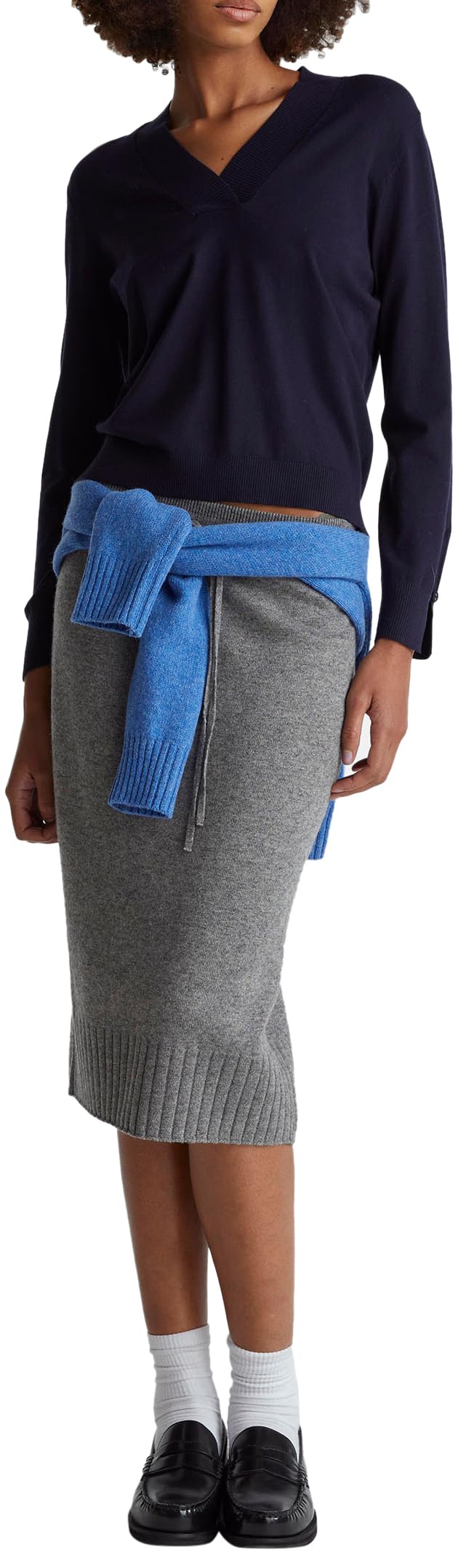 Benetton Maglieria Maglia Scollo V S Blu in Viscosa