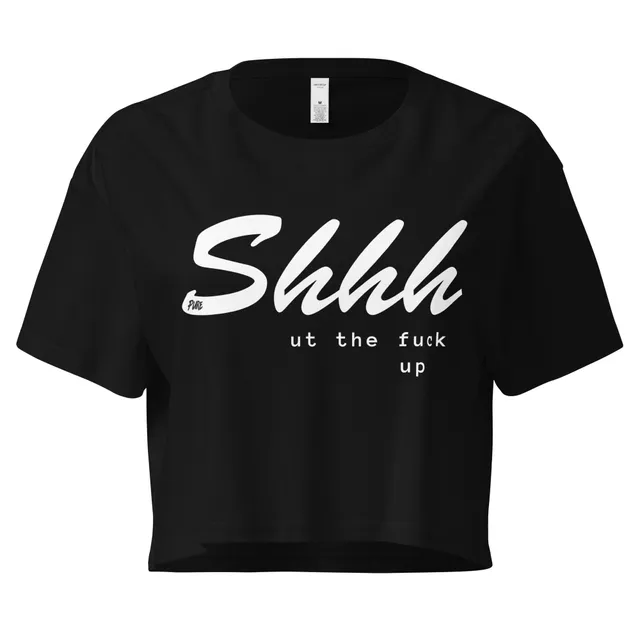 Pure Trash Womens T-Shirts Shhhut crop top donna cotone nero