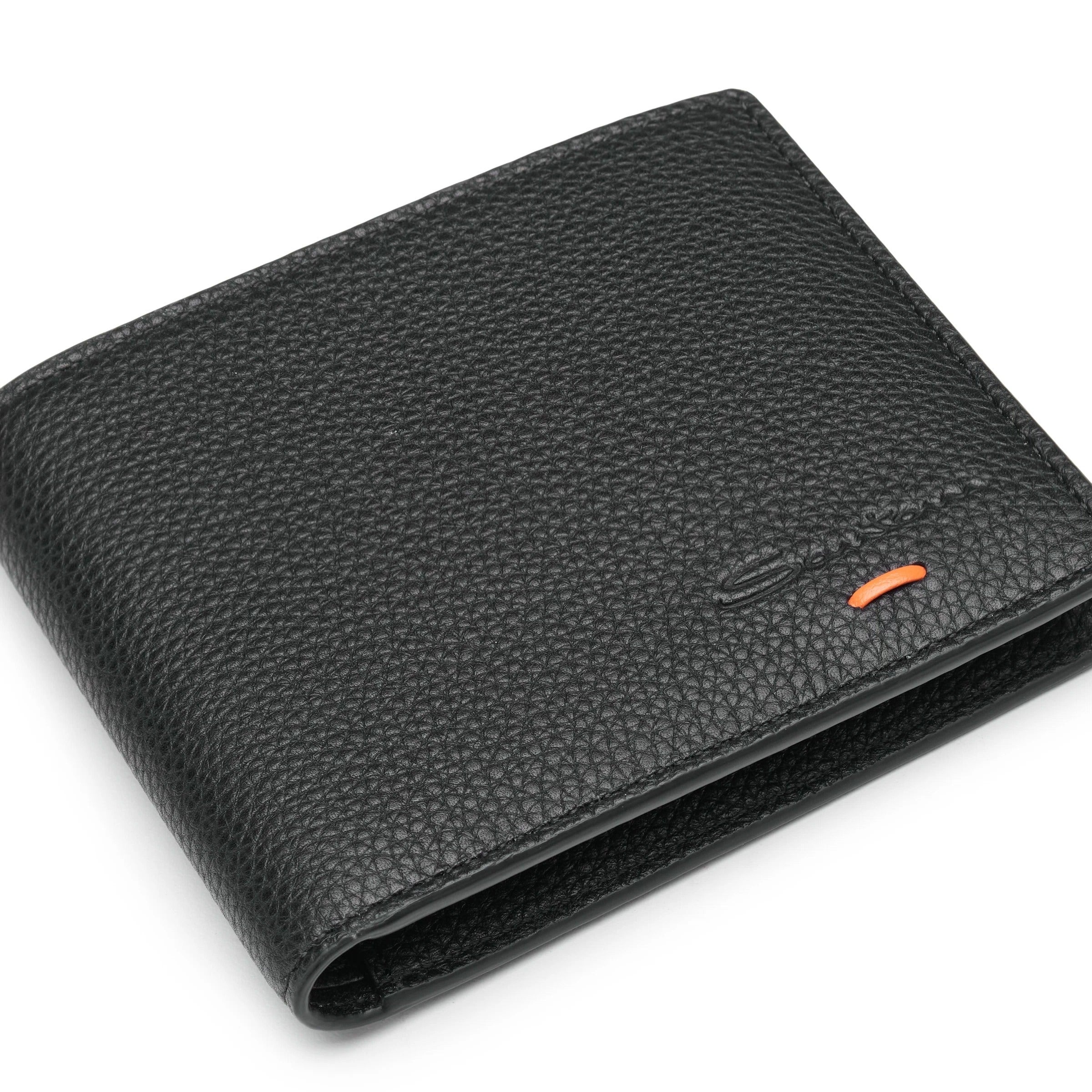 Santoni UFPPA2375FOA portafoglio uomo nero fumo pelle