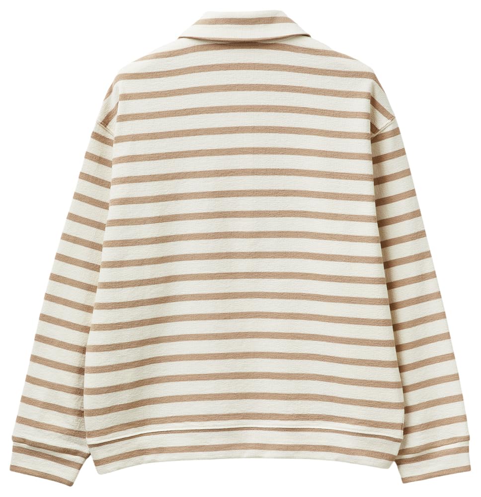 Benetton Polo Donna Felpa Rigata Comfort Bottoni
