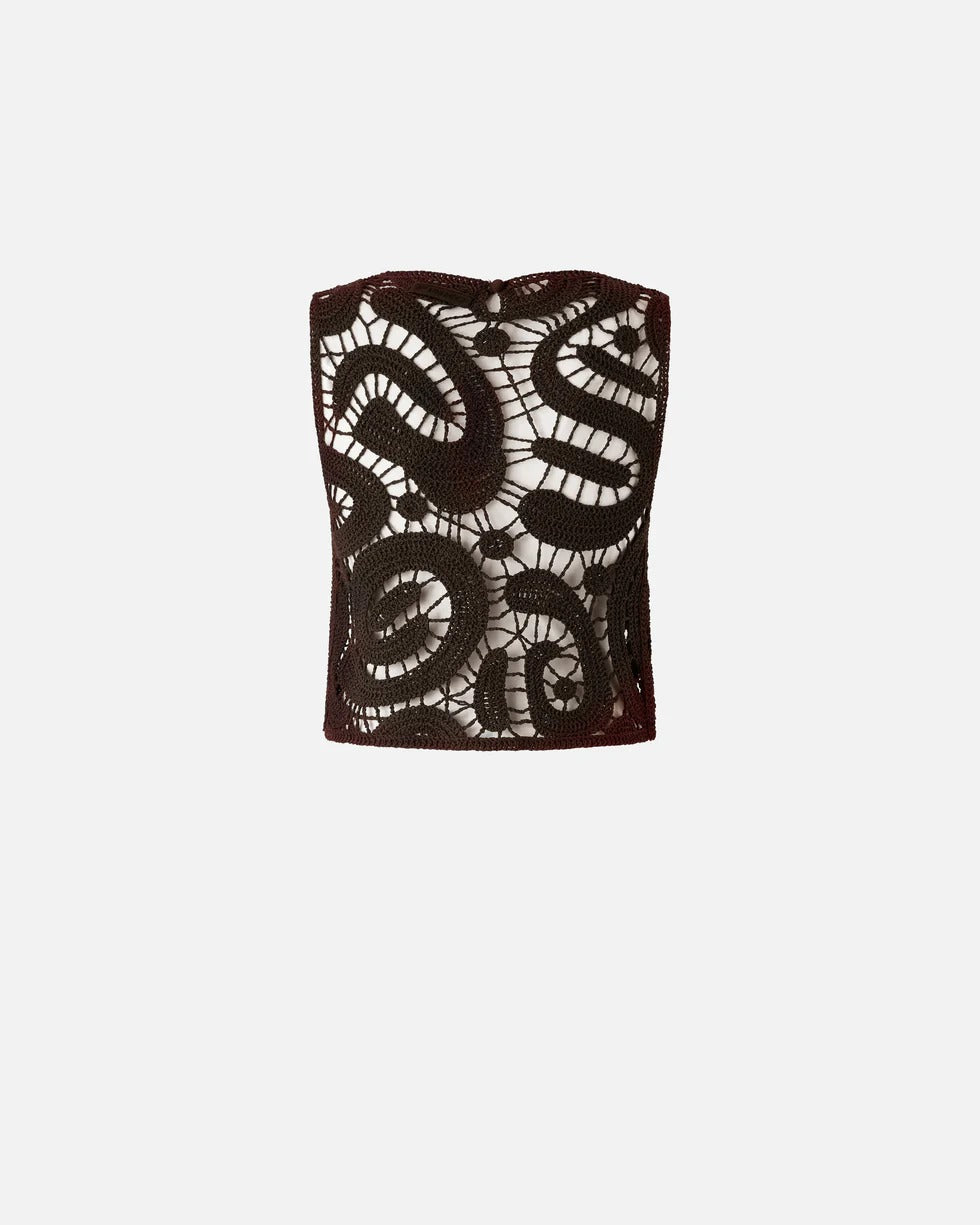 Pinko Eruzione 106438 A354 Top Marrone Crochet