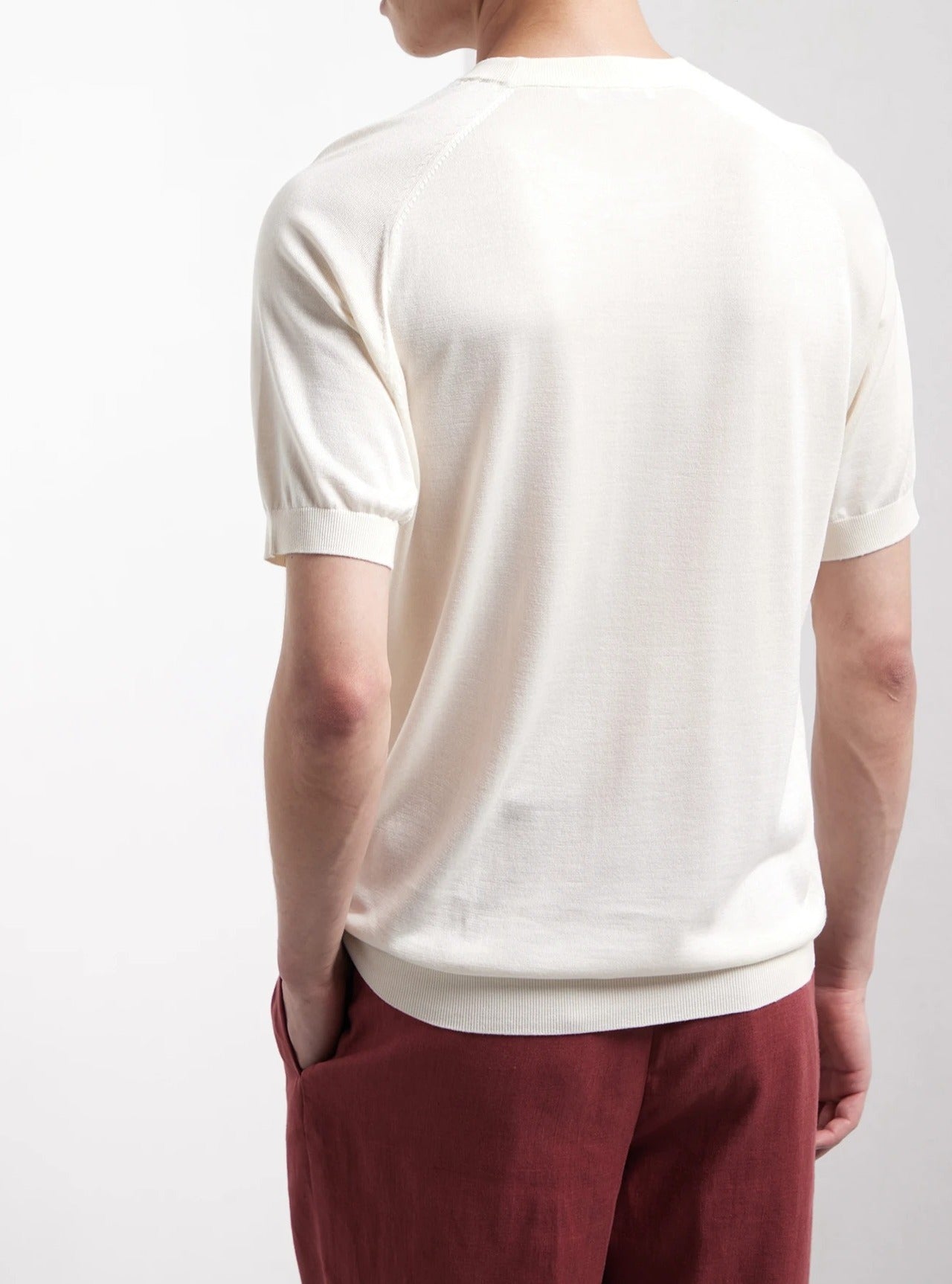 Kangra 3020 21 Maglia Uomo Avorio Seta Cashmere Maniche Corte