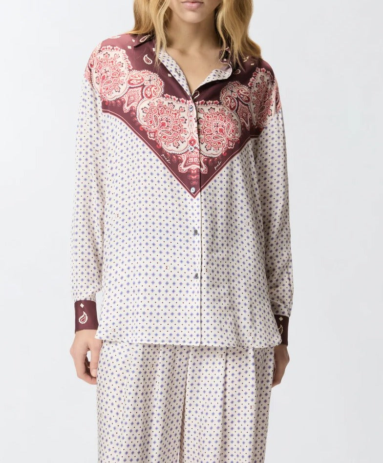 Pinko Cher 106202 A31K Camicia Donna Bordeaux Viscosa