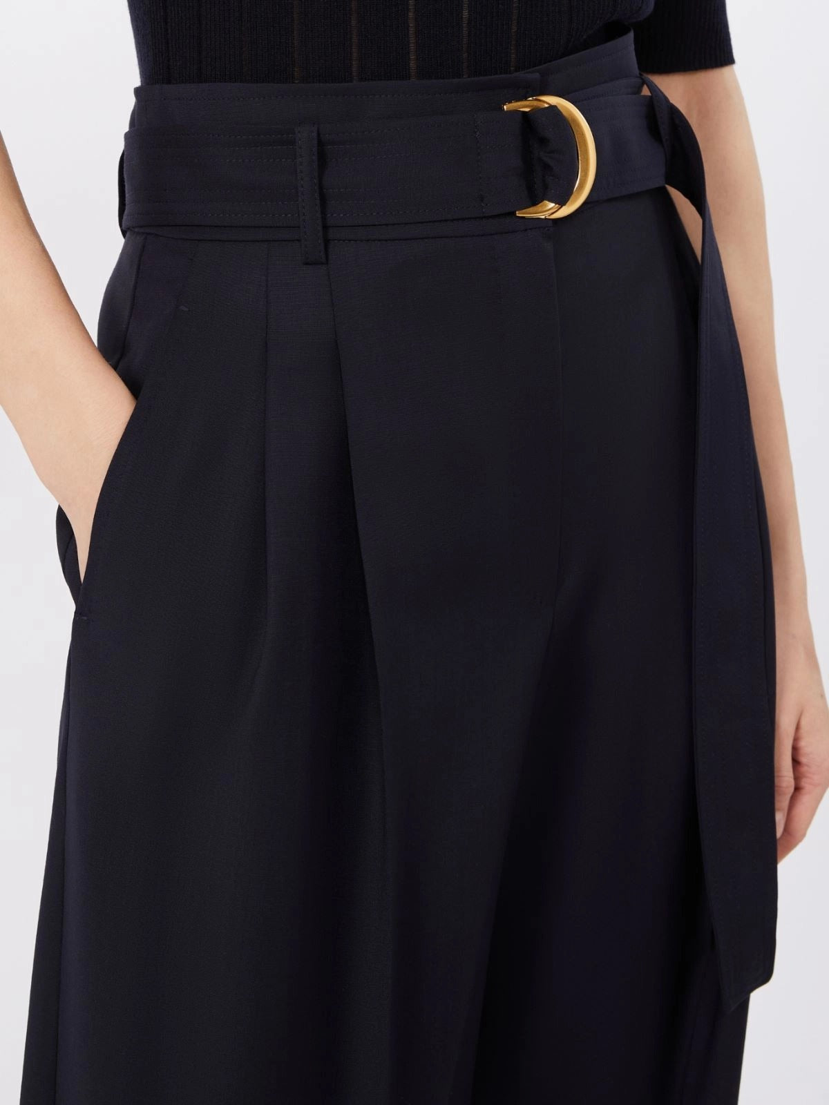 Max Mara Studio MSTSERIO008 Pantaloni Blu Taglia 42 Vita Alta