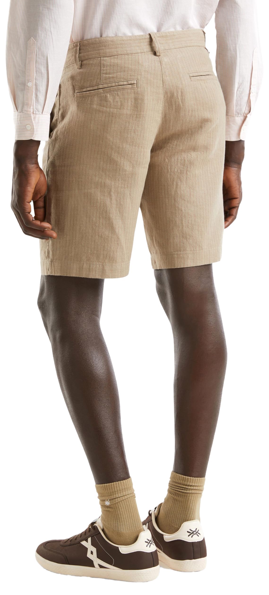 Benetton Bermuda chino uomo 42 verde oliva misto lino
