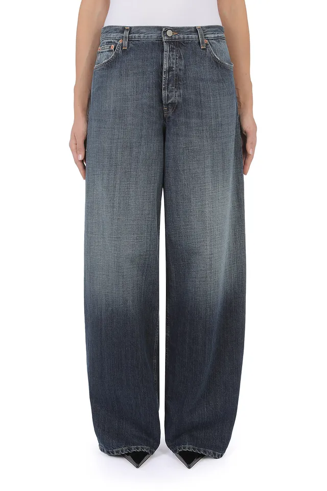 Dondup Dakota DP849 jeans donna palazzo blu loose