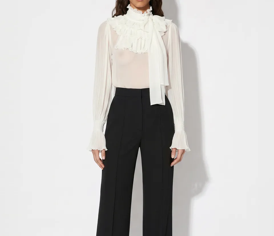 Elisabetta Franchi CA17267E2 Blusa Georgette Avorio 42