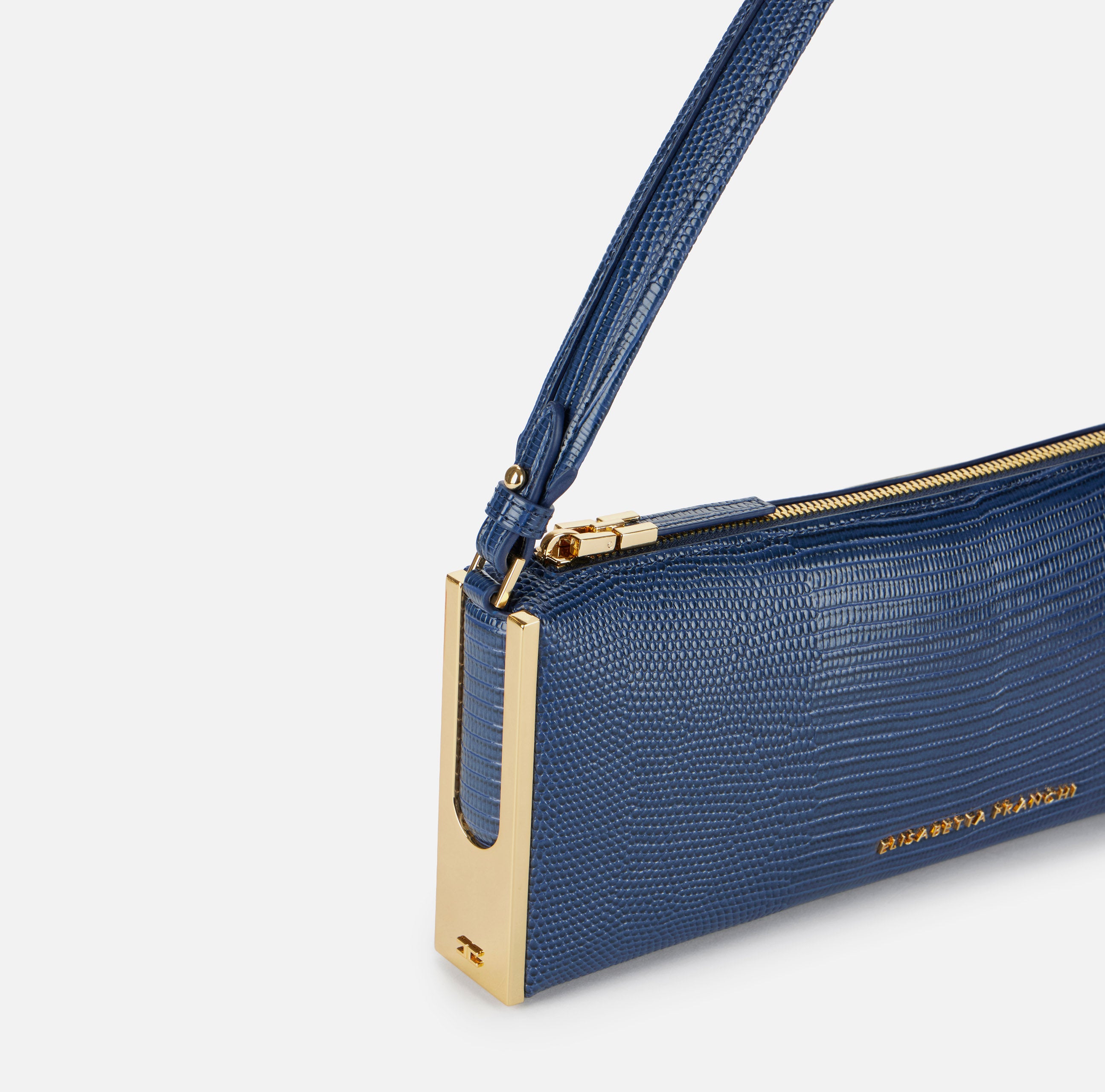 Elisabetta Franchi BS15A66E2 borsa blu notte lucertola