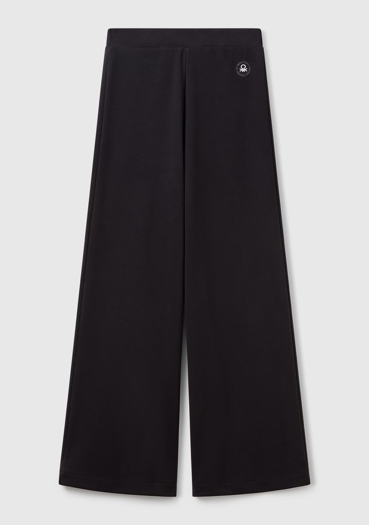 Benetton Pantalone Donna Flare Viscosa Effetto Cupro con Logo