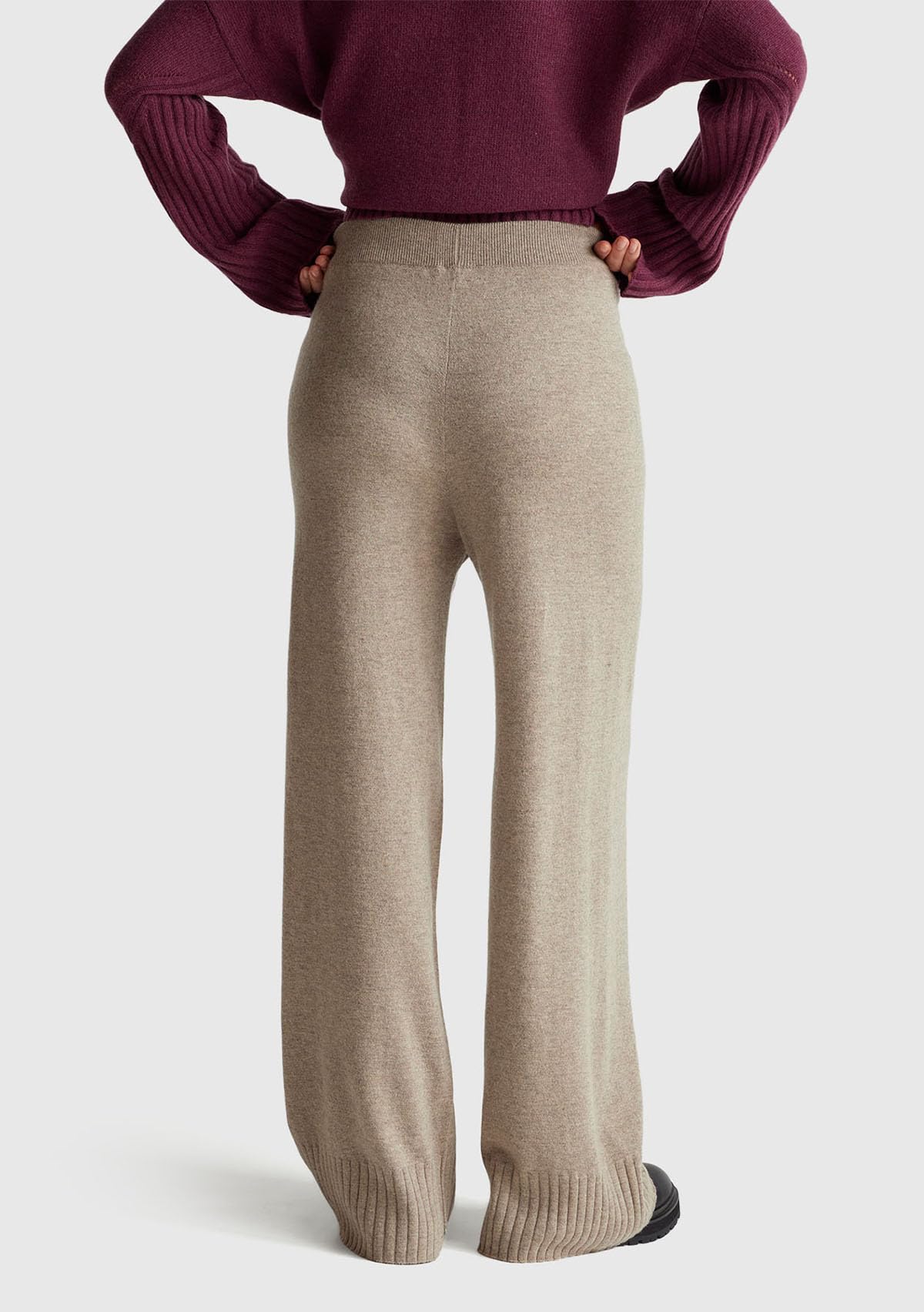 Benetton Pantaloni Donna Gamba Larga Vita Elastica