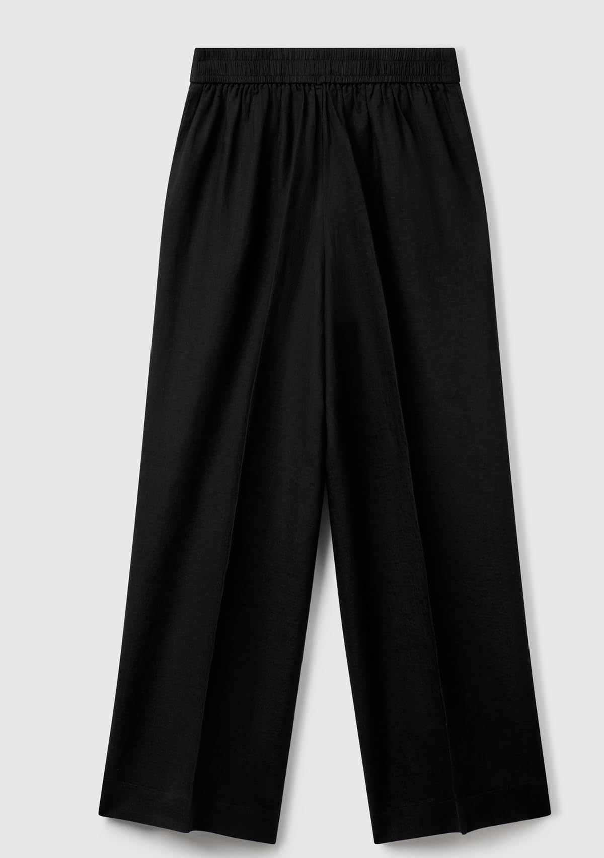 Benetton Pantalone Palazzo Donna Lino Tasche Elastico