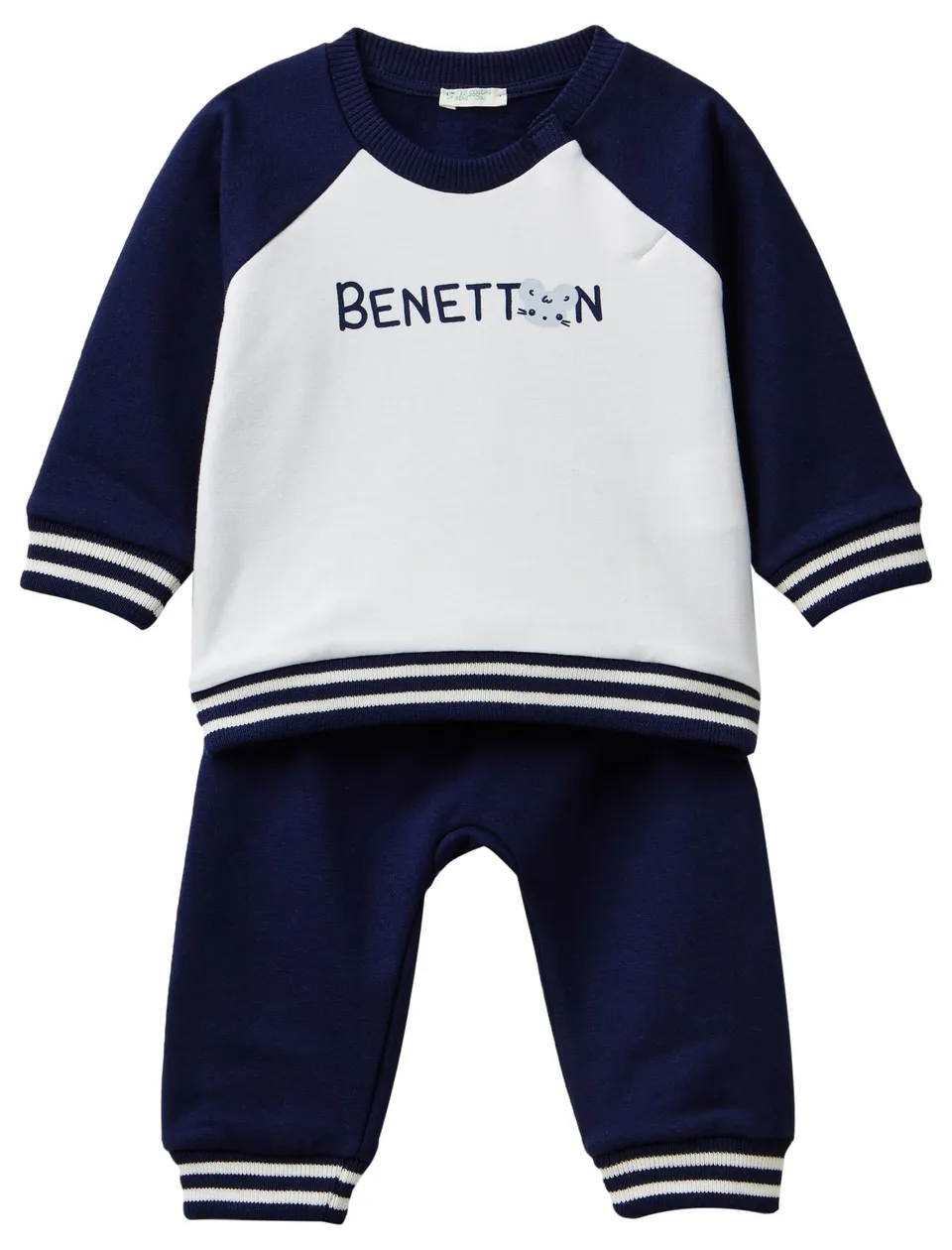 Benetton Tuta Neonato 32knak00q Blu Taglia 50 Cotone